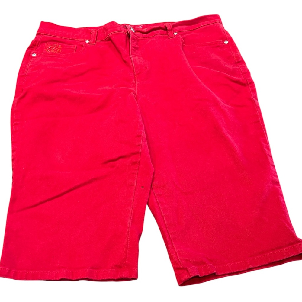 Gloria Vanderbilt Amanda classic fit red denim capris size 16W - Picture 2 of 13